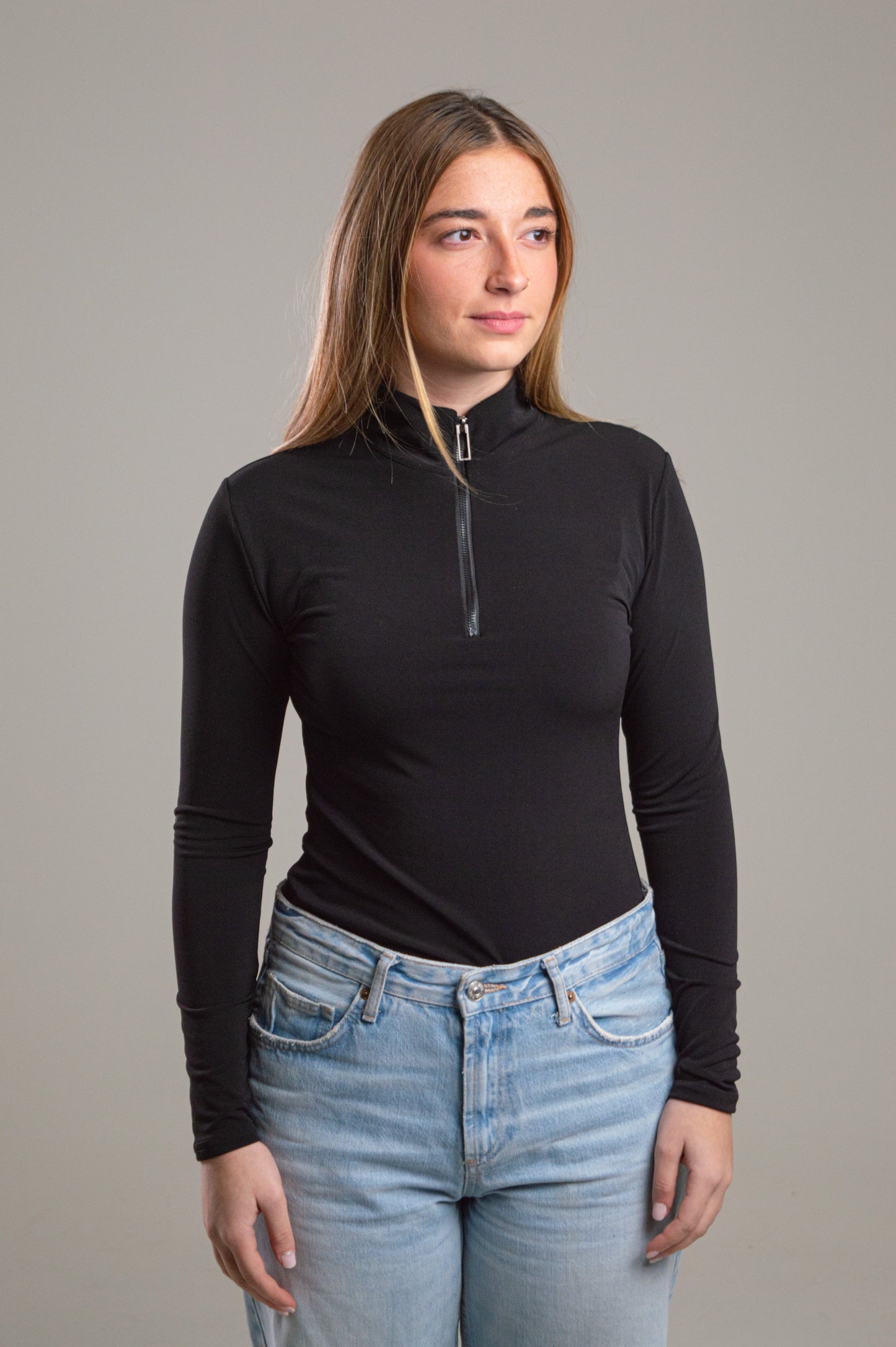 Quarter Zip Black Top