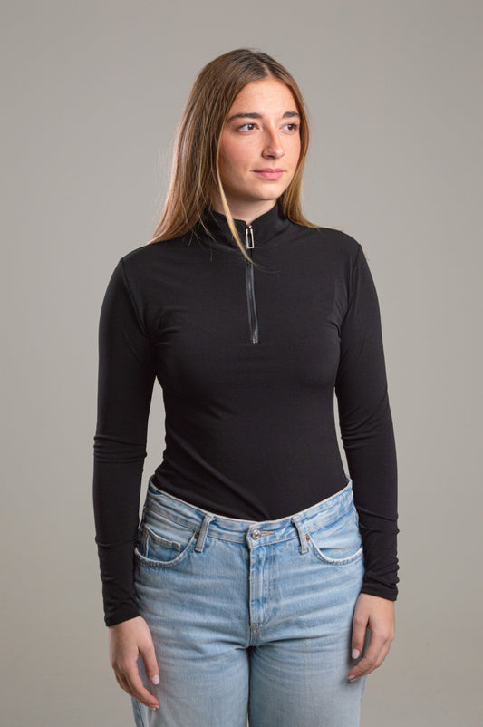 Quarter Zip Black Top